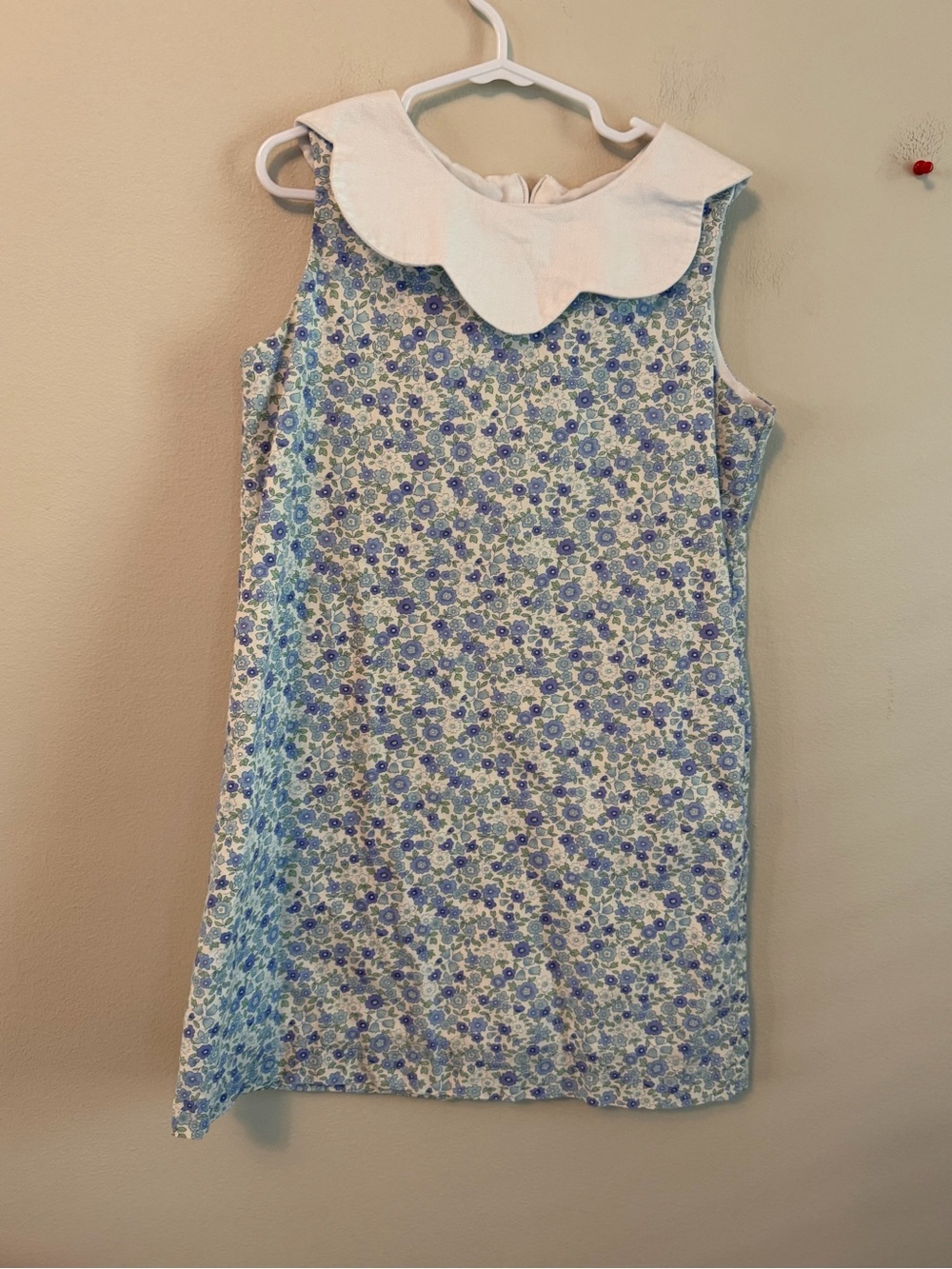 The Bailey Boys Blue Floral Shift Dress with White Scalloped Collar